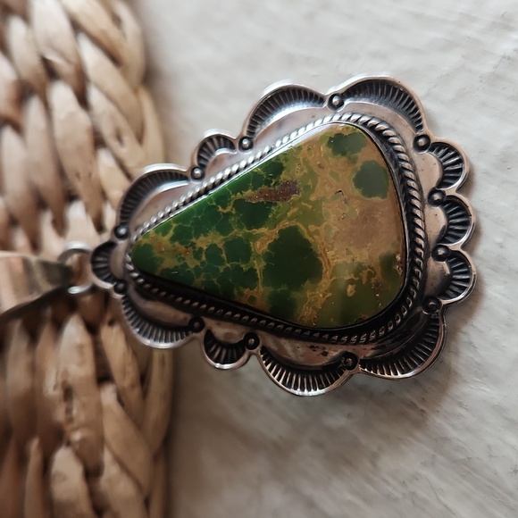 Incredible Native American Navajo Royston Turquoise & Sterling Pendant 💚🎁🤎 - Picture 9 of 11